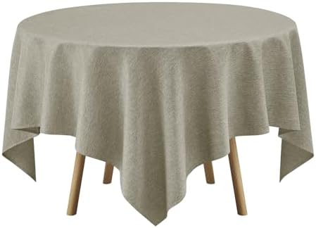 Decorelia Faux Linen Square Tablecloth for Dining Room,Waterproof Texture Decorative Farmhouse Rustic Table Cloth for Indoor Outdoor Party, Holiday Banquet Picnics Patio,52 x 52 Inch (Square),Natural - Image 3