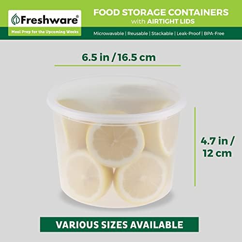 Freshware [12 Pack, 64 oz] 1/2 Gallon Plastic Deli Food Storage Soup Containers With Airtight Lids, Slime Containers, Freezer Safe | Meal Prep | Stackable | Leakproof | BPA Free, Clear - Image 3