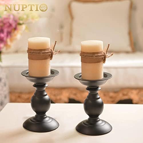 2 Pcs Black Pillar Candle Holders, Most Ideal for 3" Pillar Candles, Gifts for Wedding, Party, Home, Spa, Reiki, Votive Candle (2 x S) - Image 4