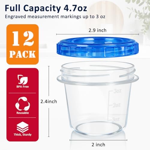 12 Pack 4 oz Plastic Containers with Twist Lids, Small Food Containers - Image 2