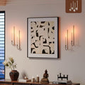 Metal Wall Candle Sconce Holder Set of 4 Wall Mount Candle Holder Pillar Holder Brass Modern Wall Candle Sconces Hanging for Living Room Farmhouse Fireplace Wedding by WOLAOJA