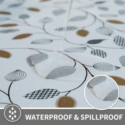 Rectangle Table Cloth,100% Waterproof Tablecloth Oil Proof Spill Proof Vinyl Table Cloth, Wipe Clean Plastic Table Cover for Dining, Camping, Indoor and Outdoor 52" x 70",Leaf - Image 2