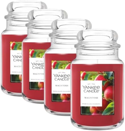 Yankee Candle Macintosh, Fall Scented Candle, 22oz Large Jar with up to 150 Hour Burn Time (Pack of 4) by YankeeCandle