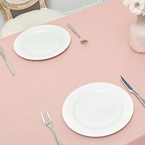 Veblandy 2 Pack Rectangle Tablecloth, 60x104 inch, Water Resistant Wrinkle Free Linen Textured Table Cloth Washable, Decorative Fabric Table Cover for Dining, Party and Camping, Pink - Image 4