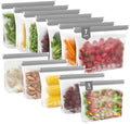 IDEATECH Sandwich Food Storage Bags, BPA Free PEVA Reusable Gallon Freezer Bags, Reusable Sandwich Bag, Healthy Food Containers for Lunch, Travel (Grey, 12Pack-7Gallon+5Quart) by IDEATECH