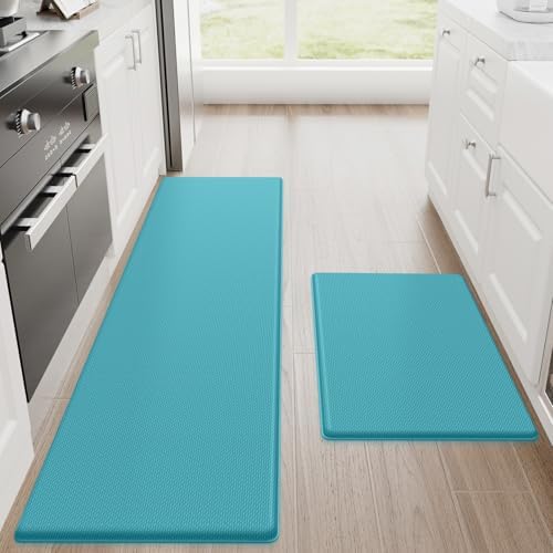StepRite Kitchen Mats for Floor, 2-Piece Anti-Fatigue Kitchen Rugs, Green by Bringcushiontoyourlife