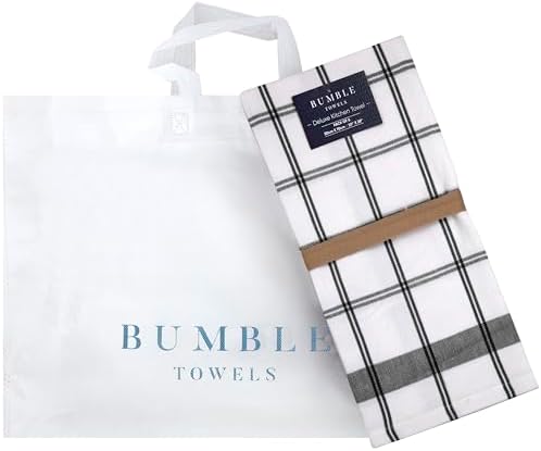 Premium Kitchen Towels 6 Pack 100% Cotton 20"x28" Dish Towels Black Check - Image 6