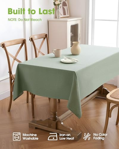Pureegg Rectangle Linen Tablecloth Waterproof & Stain Resistant, Wrinkle-Free Table Cloth Adds Elegance and Protection, Ideal for Dining, Party, Wedding and Outdoor, 52 x 70 Inch, Sage Green - Image 4