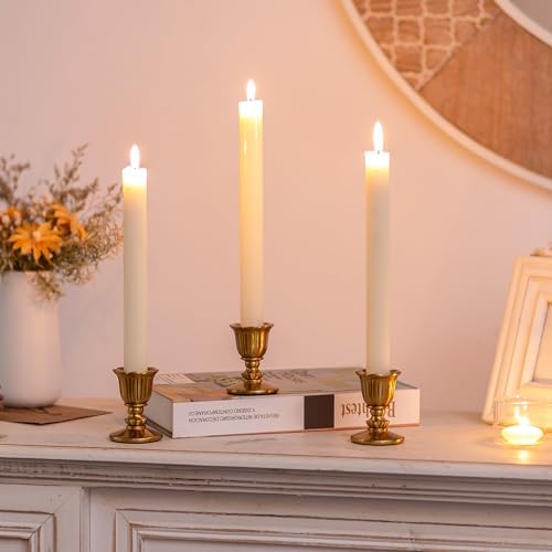 Vintage Candlestick Candle Holders Brass - Romadedi Taper Gold Candle Stick Victorian Style for Table Centerpiece Wedding Reception Festive Christmas Mantel Decoration or Home Decor Set of 12 - Image 6