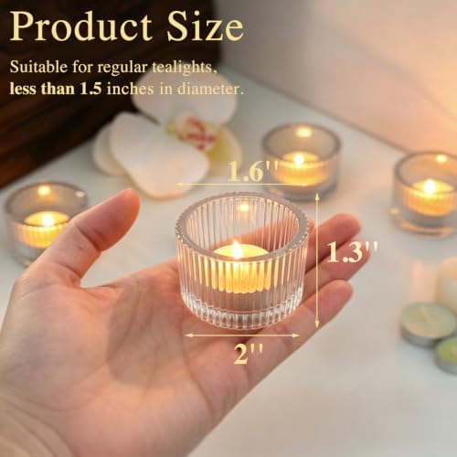 HAVITI 18 Pack Clear Tealight Candle Holders with Candles, Glass Votive Set - Image 2