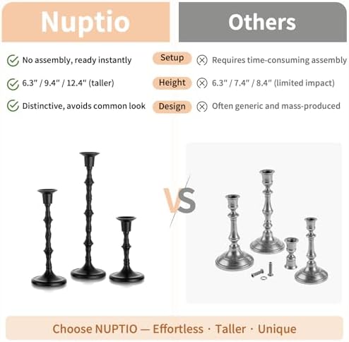 NUPTIO Black Candlestick Holders for Halloween: Unique Gothic Design - Image 4