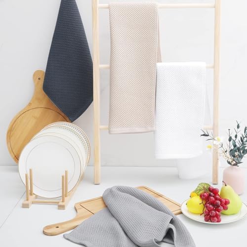 Homaxy 100% Cotton Waffle Weave Kitchen Dish Towels 8-Pack, White - Image 6