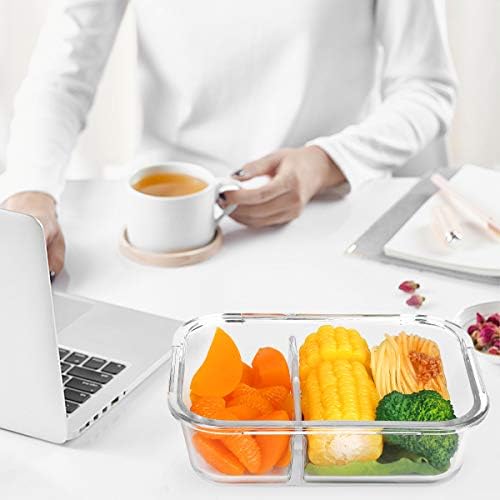 M MCIRCO 5 Pack,36 oz, 2 Compartments Glass Meal Prep Containers with Lids - Image 5