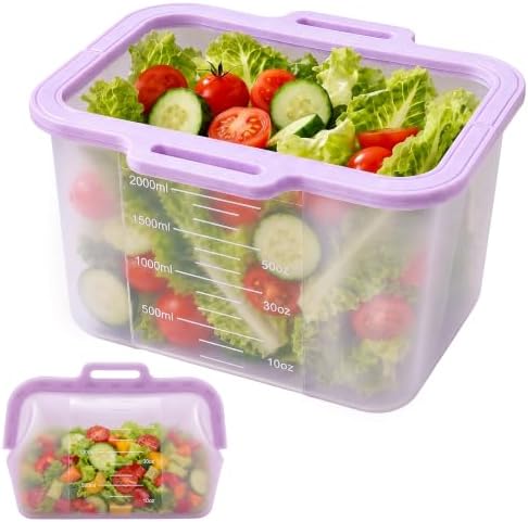JOCXSPI Magnetic Fast Seal Reusable Silicone Food Storage Bag, 68 oz by JOCXSPI