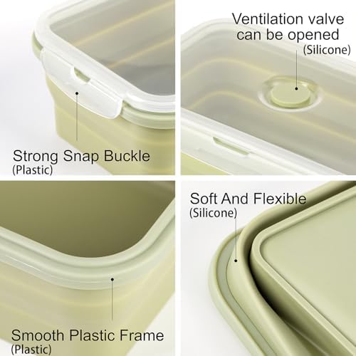Collapsible Silicone Food Storage Containers Set with Lid & Air Ven, 2000ml - Image 6