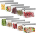 IDEATECH 10Pack Reusable Snack Bags Dishwasher Safe, BPA Free Food Storage Freezer Bags, Small Reusable Resealable Baggies for Cookies, Candy (10Snack, Grey) by IDEATECH
