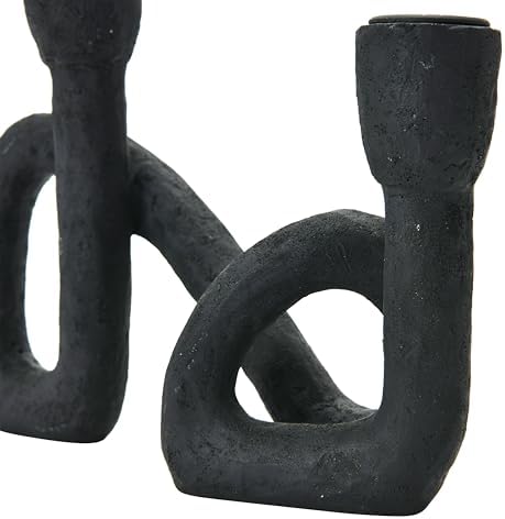 Bloomingville Decorative Resin Double Taper Candle Holder, Black (Pack of 8) - Image 7