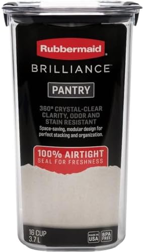 Rubbermaid Brilliance Food Storage Container, 16-Cup, Airtight | Clear/Grey | For Pantry Organization | Pack of 2 - Image 3