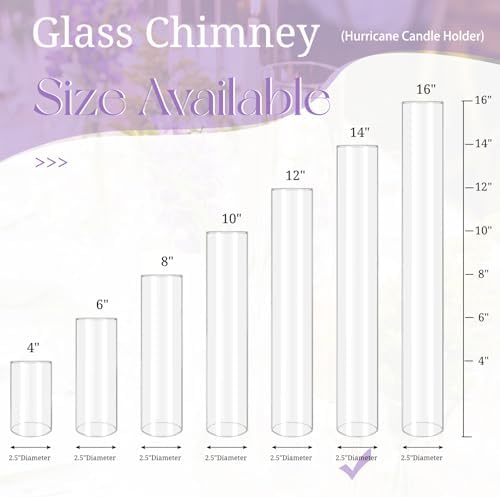 6 Pcs Hurricane Candle Holder Sleeve, H:14" D:2.5" Clear Glass - Image 5