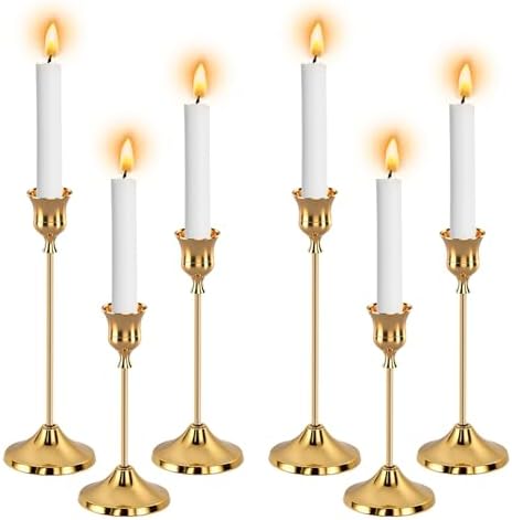 6pcs Gold Candle Holders, Candlestick Holders Taper Candle Holders for Pillar Candles Sticks Holder Decor Halloween Christmas Decorations Candle Candelabros para Centros de Mesa by Unknown