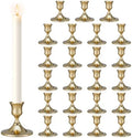 Taper Candle Stick Holder, 24PCS Brass Gold Candle Holders for Candlesticks, Vintage Metal Candlestick Holders for Dinner Room Table Centerpiece or Mantel Wedding Party Decor by DECKALY