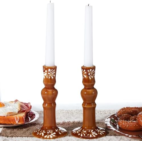 Conelist 2 Pcs Traditional Mexican Clay Candleholders, 7.5 in - Image 5