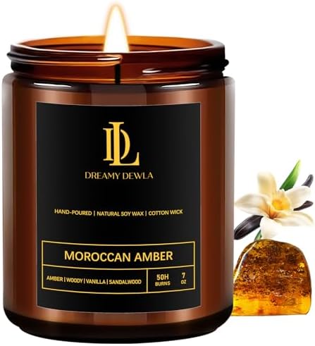 Scented Candles for Men, Moroccan Amber Candle for Home, Soy Wax Candles Gift for Birthday Father's Day Thanksgiving Day Anniversary by DLDREAMYDEWLA