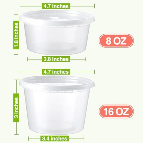NEEBAKE 60 Set Deli Containers with Lids, 8/16 oz Combo To Go Containers - Image 2