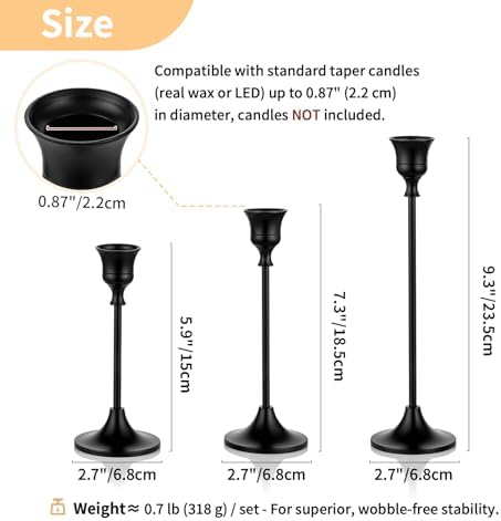 NUPTIO Black Candle Holder for Halloween: Aluminum Taper Candleholders - Image 5