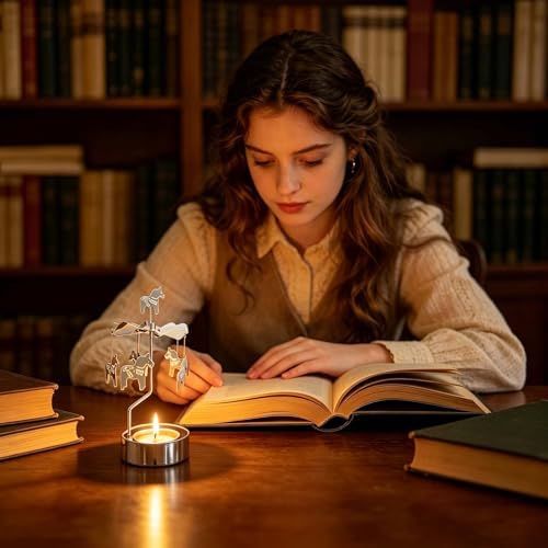 kingnero Rotary Candle Holder Spinning Candleholder Tea Light Candle Powered Carousel Small Gift (Horse) - Image 4