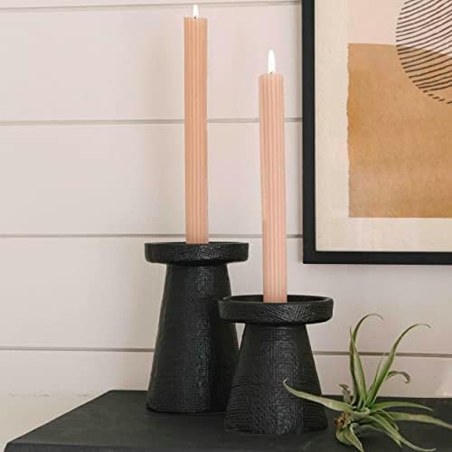 Main + Mesa Stoneware Pillar & Taper Candle Holders,(Pack of 8) - Image 2