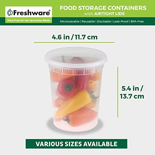 Freshware Food Storage Containers [24 Set] 32 oz Plastic Deli Containers with Lids, Slime, Soup, Meal Prep Containers, BPA Free, Stackable, Leakproof, Dishwasher and Freezer Safe, Translucent - Image 3