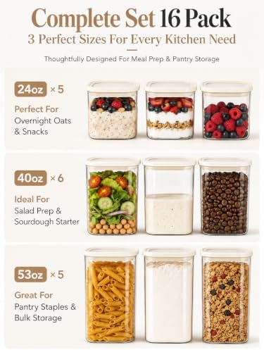 16-Pack Square Glass Pantry Storage Containers with Glass Lids - Image 3