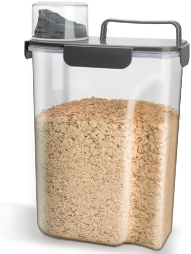 Komzon Rice Container, Airtight Rice Storage Container 10lb, Cereal Containers Storage, BPA Free Food Dispenser with Pouring Spout Handle for Flour Pasta Grain, Pet Dog Cat Bird Food Storage Container by Komzon