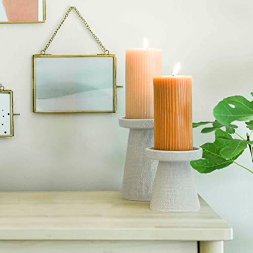Main + Mesa Stoneware Pillar & Taper Candle Holders, Set of 2 - Image 2