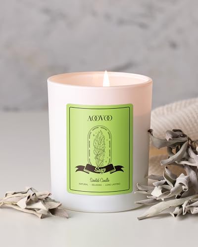 AOOVOO Sage Scented Candles for Women - Aromatherapy Candle with Crystals Inside, 7oz Soy Candles for Home Scented, Mothers Day Birthday Gifts Mothers Day Candle for Women Mom - Image 3