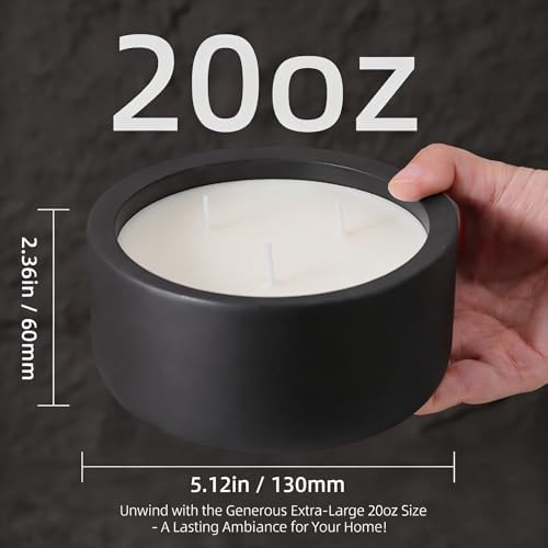 Viyffo 20oz Large Scented Candle - Jasmine,Oud & Sandalwood, 3 Wick Non Toxic Soy Candles for Women & Men, Matte Black Ceramic Jar, Luxury Home Fragrance, Elegant Room Decor & Premium Birthday Gift - Image 6