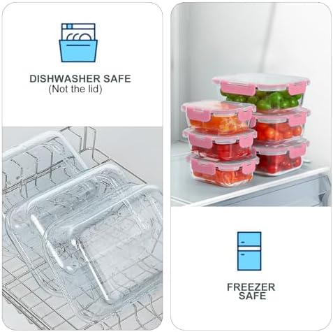 KOMUEE 10 Pack Glass Food Storage Containers with Lids, Pink - Image 3