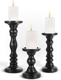 Large Candle Holders for Pillar Candles - Decorative Rustic Centerpiece Pillars Compatible with Battery-Operated Candles - Tall Farmhouse Wooden Candle Holders Pillar - Set of 3 by LuxeDesigns