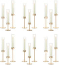 NUPTIO Hurricane Glass Candles Holder, 18 Pcs Gold Taper Candle Holder Bulk by Nuptio