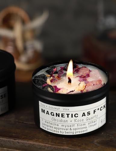 Magnetic AS F*CK, Hande Made Chakra Candle, Magic Attraction, Manifestation Crystal, Self Love, Ritual Meditation (8oz). - Image 4