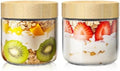 10 oz Overnight Oats Containers with Bamboo Lids, Glass Mason Jars 2 Pack by HomArtist