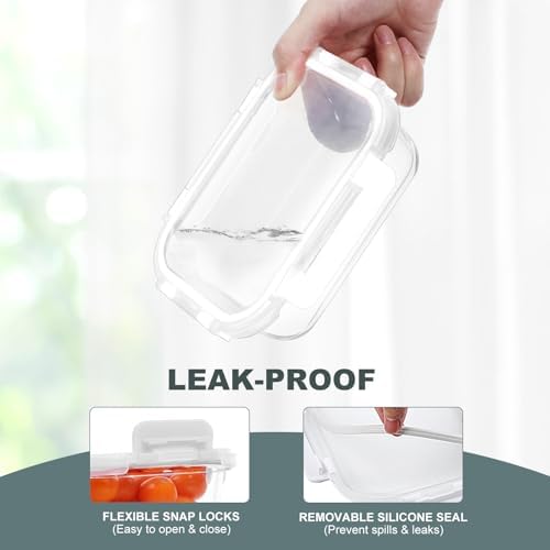 KOMUEE 10 Packs 22 oz Glass Meal Prep Containers with Lids, White - Image 2
