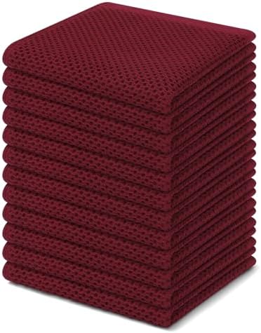 Homaxy 100% Cotton Waffle Weave Kitchen Dish Cloths 12-Pack, Burgundy by Homaxy