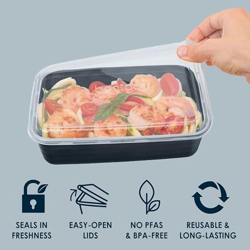 Bentgo Prep - 20-Piece 1-Compartment Reusable Meal Prep Containers with Lids, PFAS & BPA Free Materials, Durable, Microwave, Freezer, & Dishwasher Safe To Go Food Storage (Navy Blue) - Image 5