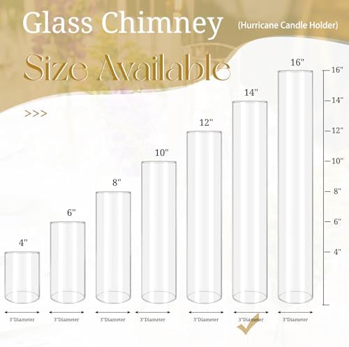 6 Pcs Hurricane Candle Holder Sleeve, H:14" D:3" Clear Glass - Image 5