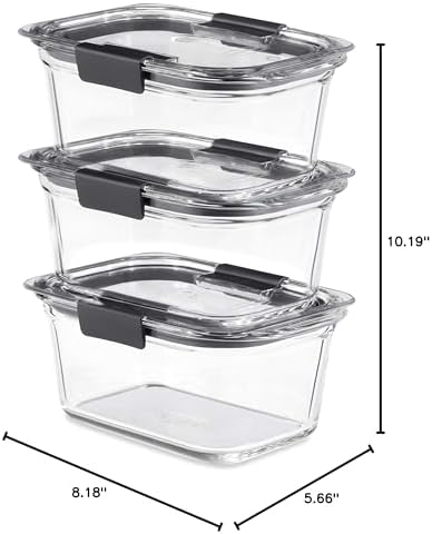 Rubbermaid Brilliance Glass Storage 4.7-Cup Food Containers with Lids Set of 3 Clear - Image 6