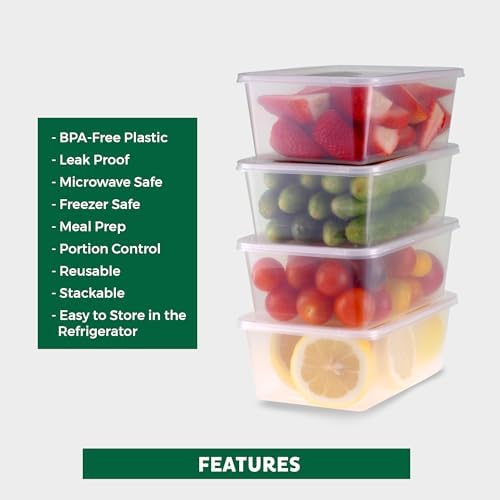 Freshware Food Storage Containers [50 Set] 34 oz Plastic Deli Containers with Lids, Slime, Soup, Meal Prep Containers, BPA Free, Stackable, Leakproof, Microwave, Dishwasher and Freezer Safe - Image 3