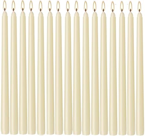 WPONSZU 16 Pack Ivory Taper Candles, 7-8 Hours Burn Time, Unscented, Smokeless and Dripless, 4/5 x 10 Inch for Christmas,Household,Dinner,Wedding,Valentine's Day,Party and Home Décor Candlesticks by WPONSZU