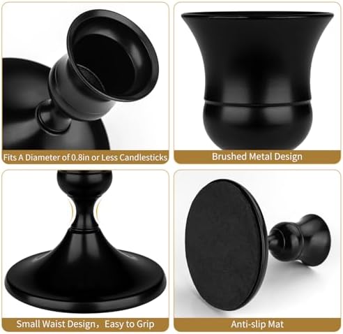 Black Candle Holder Taper Candle Holders, Set of 12 Candlestick Holders Decor for Home Decor, Metal Taper Candleholder for Fall Thanksgiving Halloween Christmas Table Fireplace Decor - Image 3